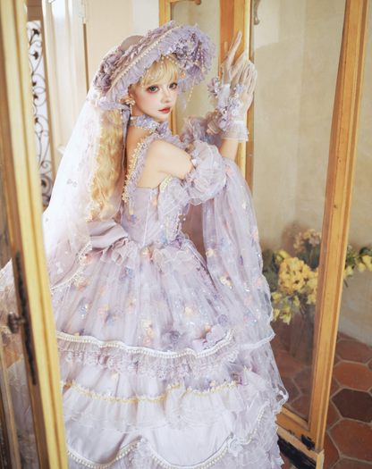 Sizes Accents Purple Available Length Gorgeous Lolita Hanayome Plus and with Hime Bead Dress Sequin Ankle
