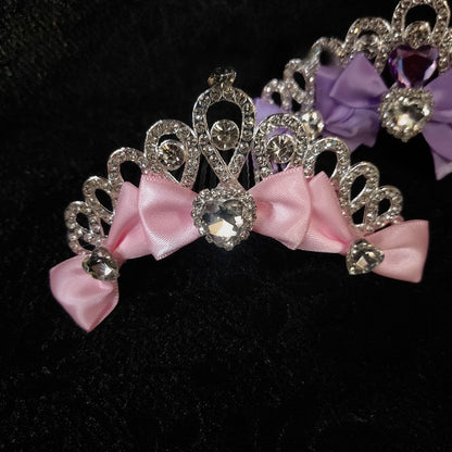 Crown Heart Decorated Details Pink/Purple/Rose Rhinestone Bowknot Pink