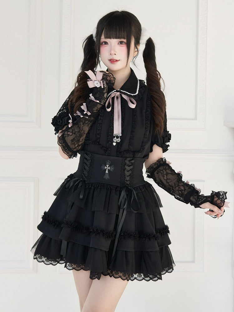 Farben Jirai Bowknot Kei Details 5 Spitzen-Handgelenkmanschetten mit