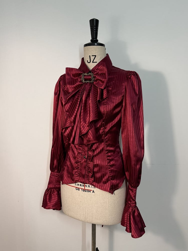 Bowtie Red with Ouji Jabot Lolita Shirt Sleeves Long