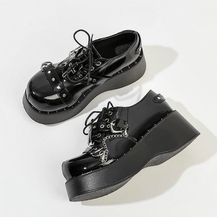 - Platform Cross Shoes Gothic Decor Black