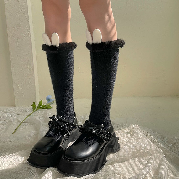 Furry Bunny Ear Lolita Decorations with Calf Socks Colors 6 Trim
