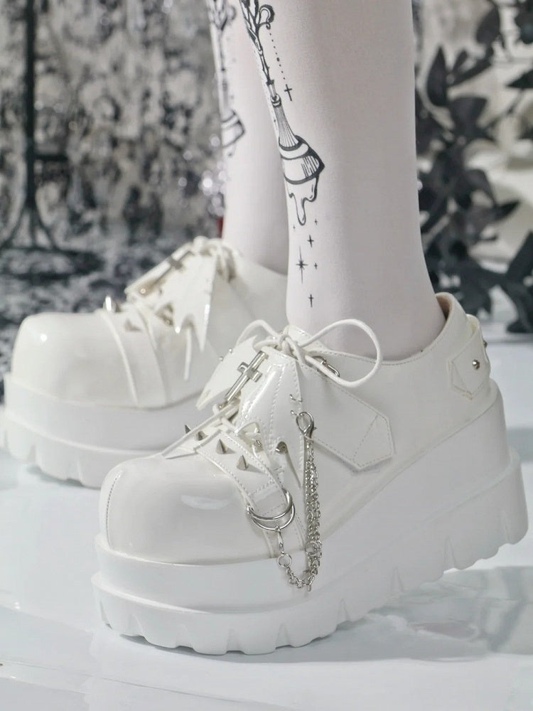 Decor Shoes Polished Closure Punk Hybrid - White Platform Wings