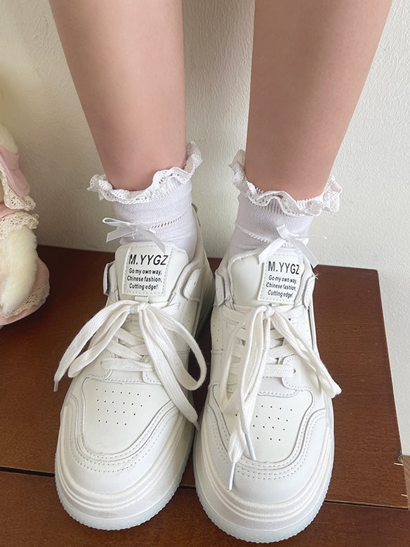 Bowknot Yellow/Beige/Black Socks Lolita Light Trim Lace Decorated