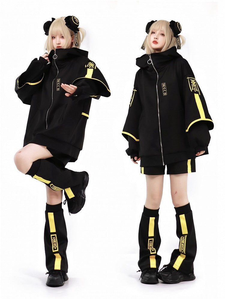 Luminous and Leg Yellow Sleeves Black Flared