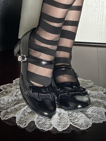 Design Spiderweb Janes Mary Top Black Gothic Bow at