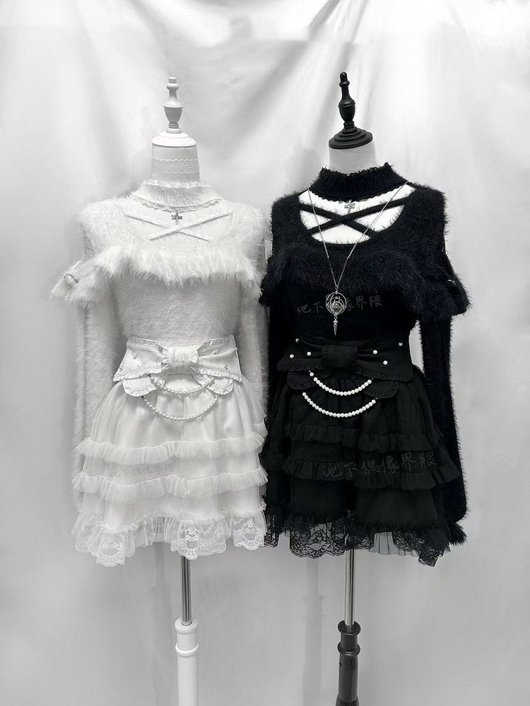 White Criss-cross with Sweater Neckline