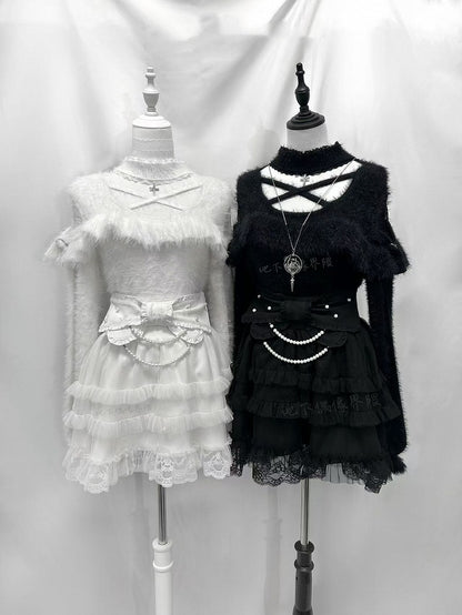 White Criss-cross with Sweater Neckline