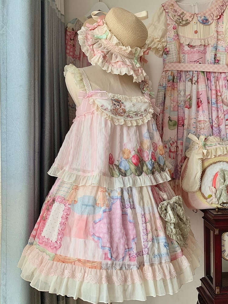 Bunny Embroidery Light Pink Sweet Tulip Top