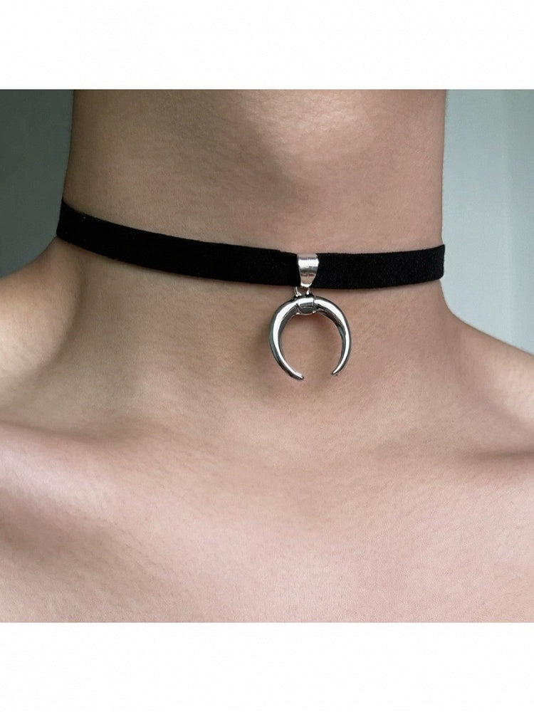 Moon-Adorned Silver Minimalist Choker - YSHXS