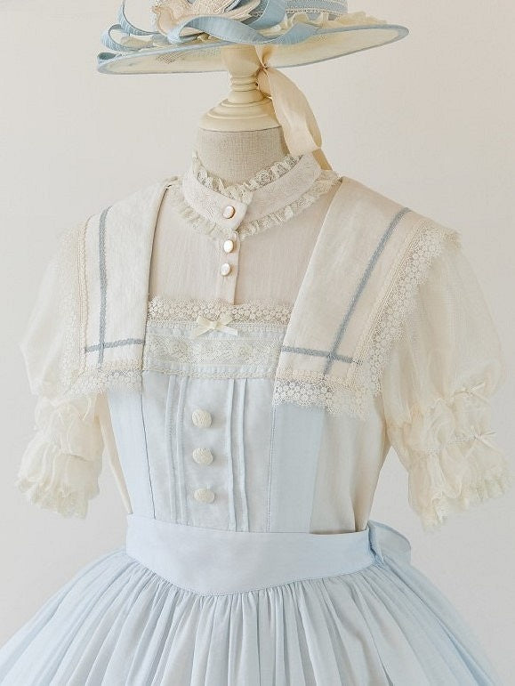 Cuffs Collar and with Beige Blouse Lace Lolita