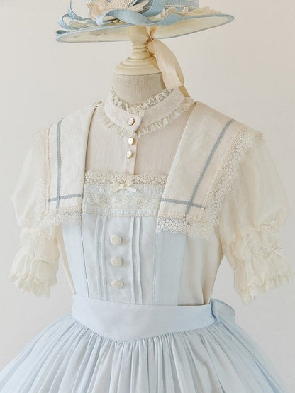 Cuffs Collar and with Beige Blouse Lace Lolita