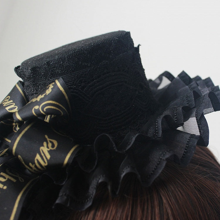 with Mini Lace Gold Veil Hat Black Head