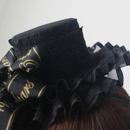 with Mini Lace Gold Veil Hat Black Head
