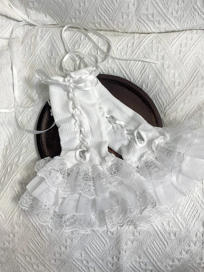 Lace-Up Style Lolita Cuffs Black Wrist Colors: Ruffled (2