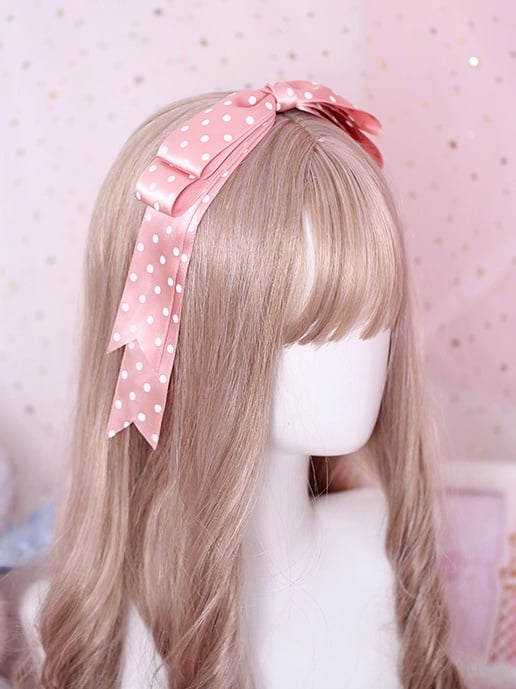 Lolita Dark KC / Dusty Blue Dot Pink Sweet Bowknot Polka