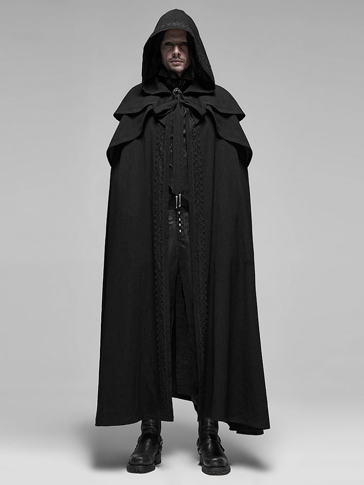 Black Men's Simple Rococo Long Cloak