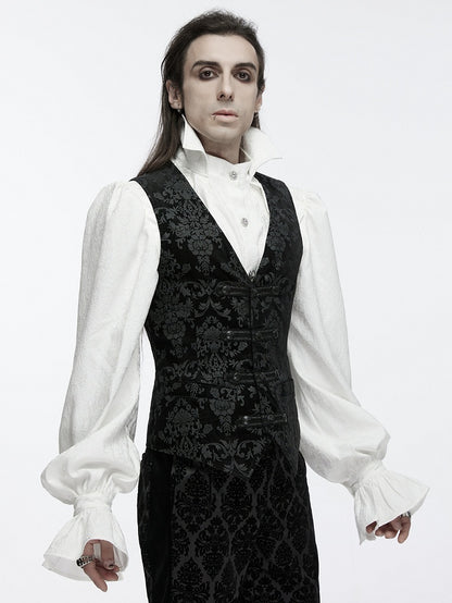 Black Vest Men's Printed Palace Gothic