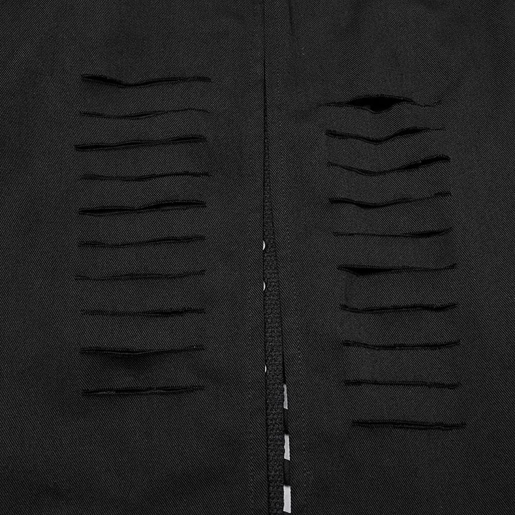 Black Punk Hooded Cut Washed Jacket
