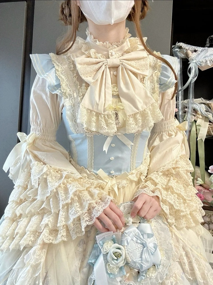 Lace Bell Blouse Layered Lolita Gorgeous Beige Sleeves