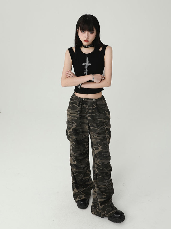 Gothic Black Cross Backless Glamorous Cropped Sleeveless Top