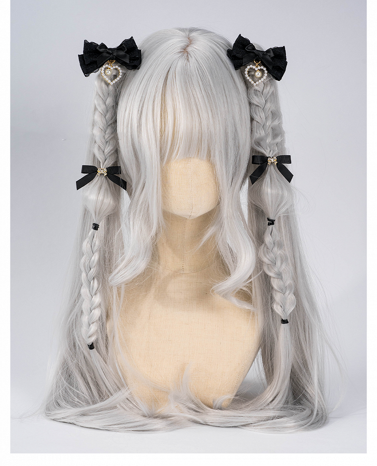 5色のビーズハートチャーム ジライケイ レースリボンヘアクリップ