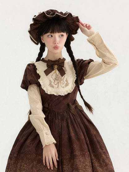Beige/White Cotton Detachable Lolita Sleeves