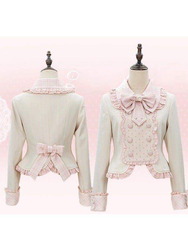 Sweet Pink Lolita Bow Double-Breasted Jacket - U.Rtto