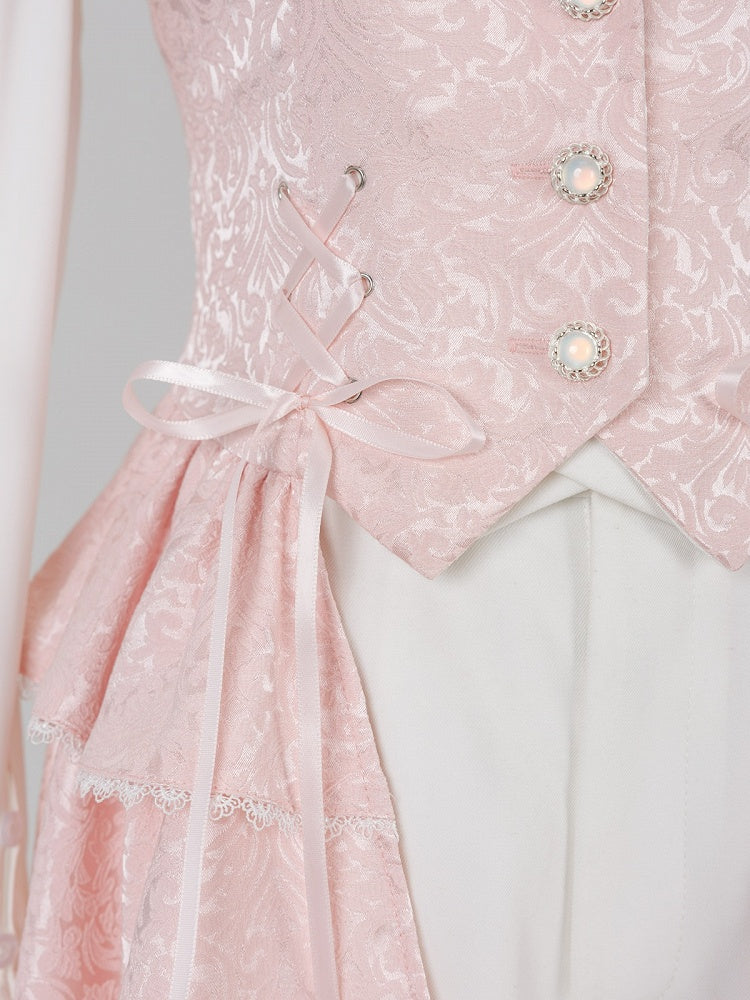 Lolita Prince Blazer with Cherry Blossom Pin and Trailing Hem - DevilInspired Exclusive Collection