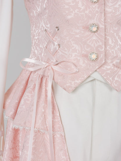 Lolita Prince Blazer with Cherry Blossom Pin and Trailing Hem - DevilInspired Exclusive Collection