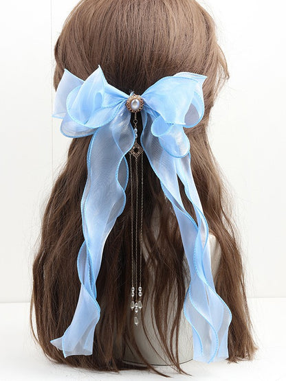 Color Hairclip Options 11 Lolita Organza Tassel Bowknot Pearl