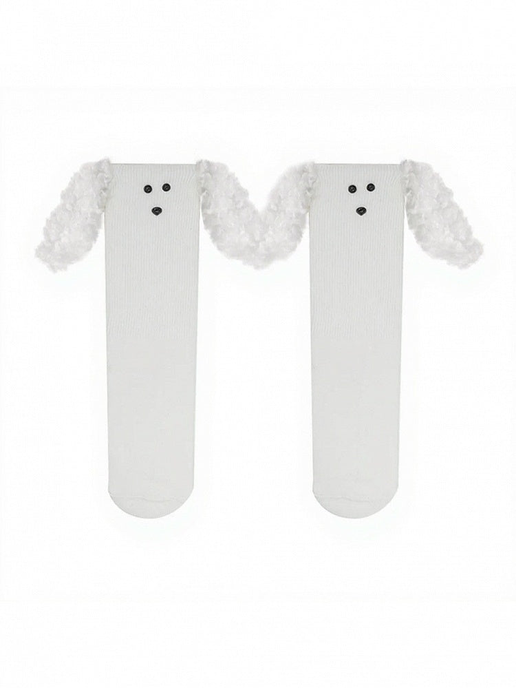 Ribbed Ankle Socks with Plush Dog Ears - ModaSwings