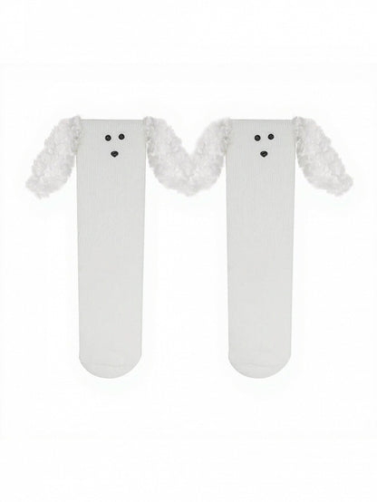 Ribbed Ankle Socks with Plush Dog Ears - ModaSwings
