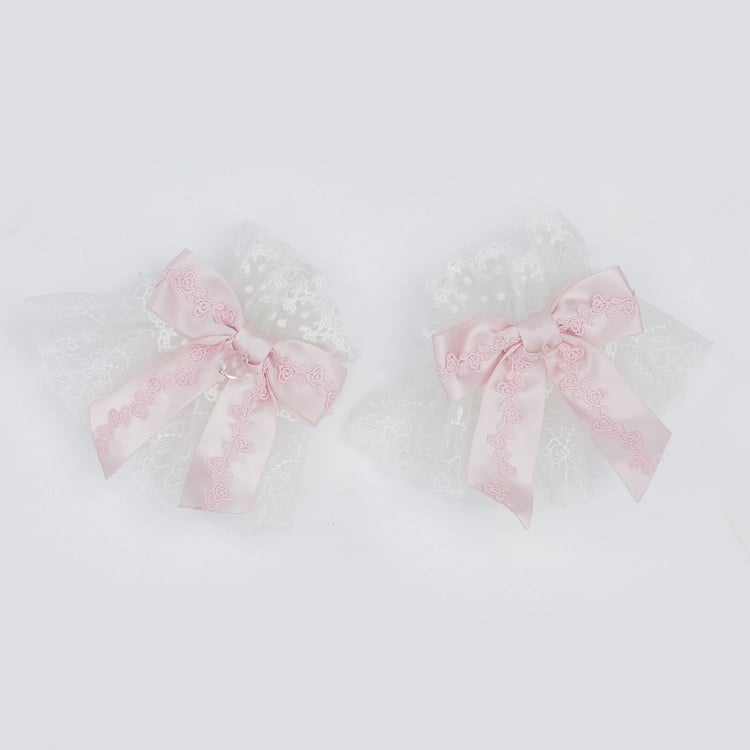 Bowknot Wrist Blue Pink Cuffs Black / Red