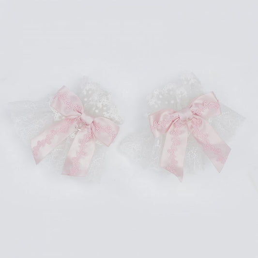 Bowknot Wrist Blue Pink Cuffs Black / Red