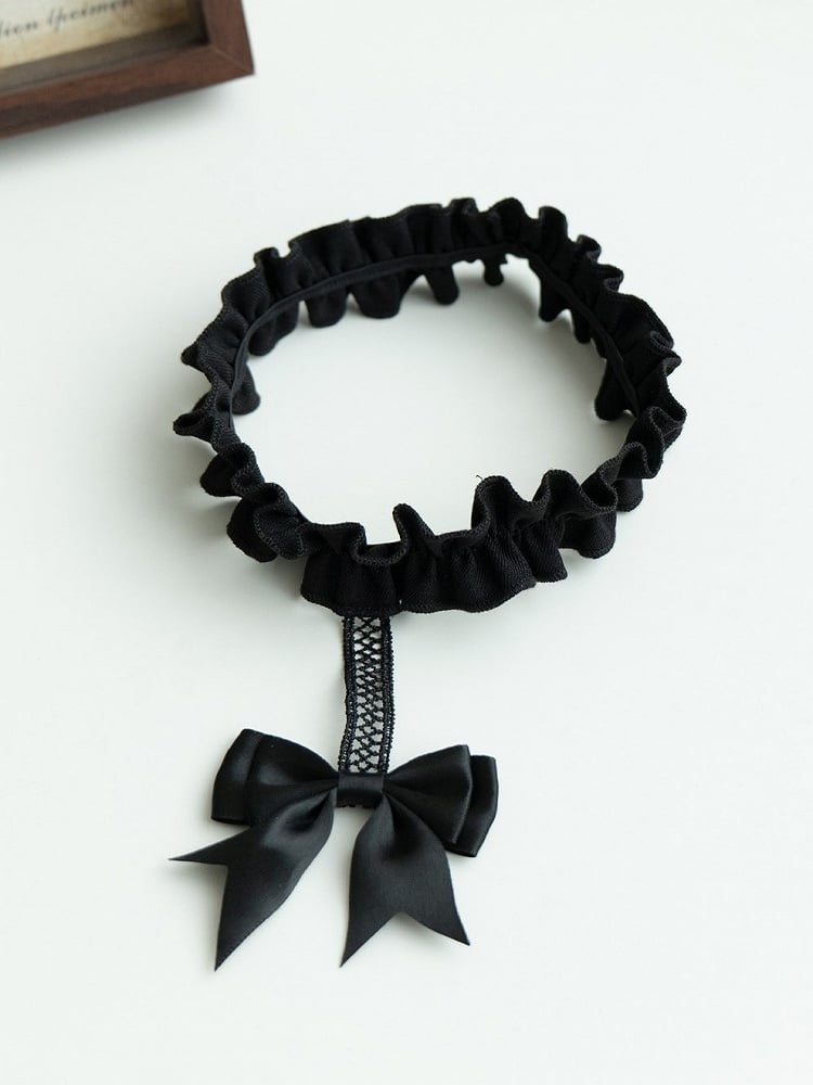 Elastic Leg Ring with Bow Pendant Available in Two Colors - With PUJI