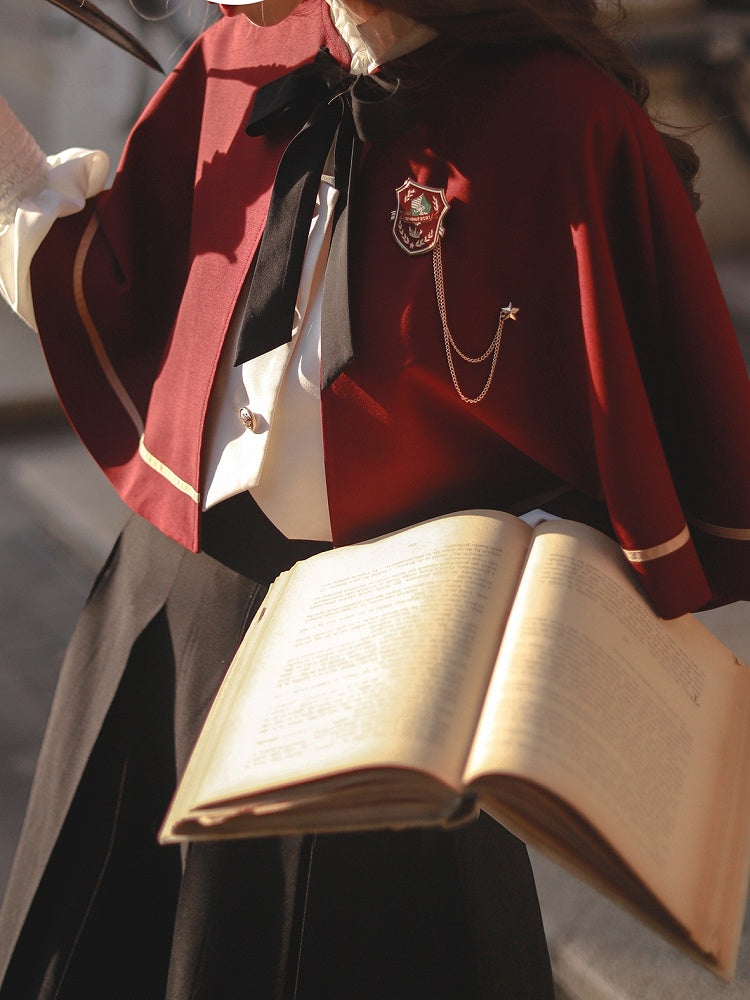 JK Uniform Red Cape with Self-tie Straps