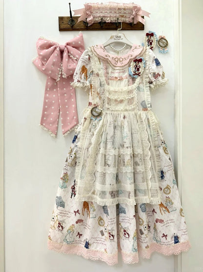 Beige Lace Sweet Overdress with Polka-dot Pattern - Forest Fairy Tales