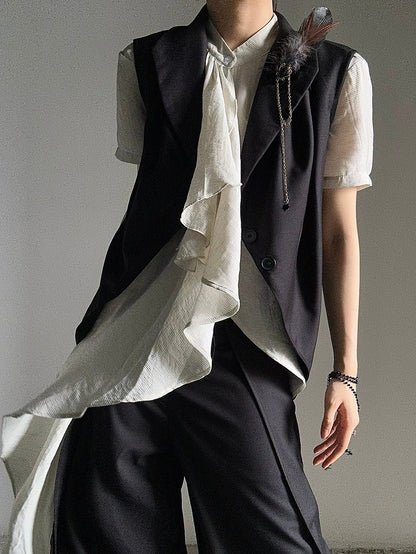 with Brooch Feather Accents Black Rhinestone Charm Chain