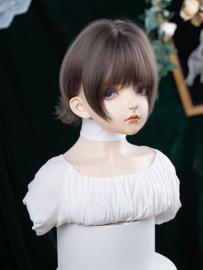 Bob Wig 30cm Cut Brown Air Curly Sweet with Bangs Short