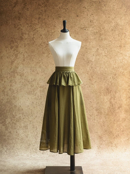 Chic Forest Green Summer Two-Piece with Bow Accents and Frilled Trim - Forest Wardrobe