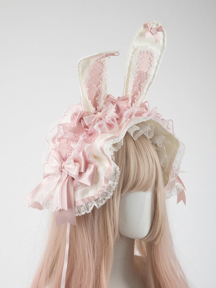 Bundle + Ear 2-Piece Removable Hairband（ ）Set Pastel Bunny Pink Accessory