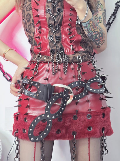 Handgelenk verzierte Gürtel mit Nieten Pink/Weiß/Schwarz