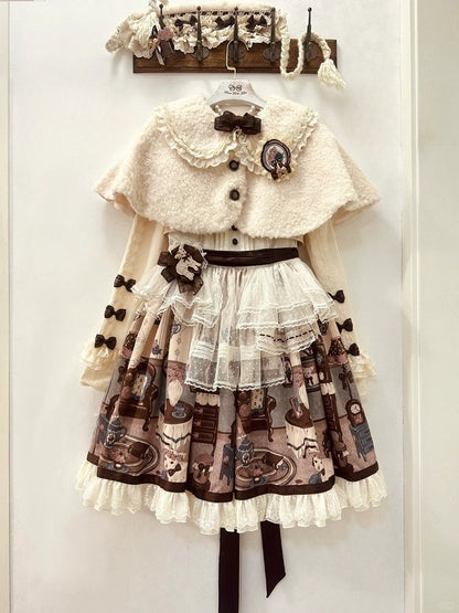 Peter Plush Collar Pan Beige Sweet Cape Lolita
