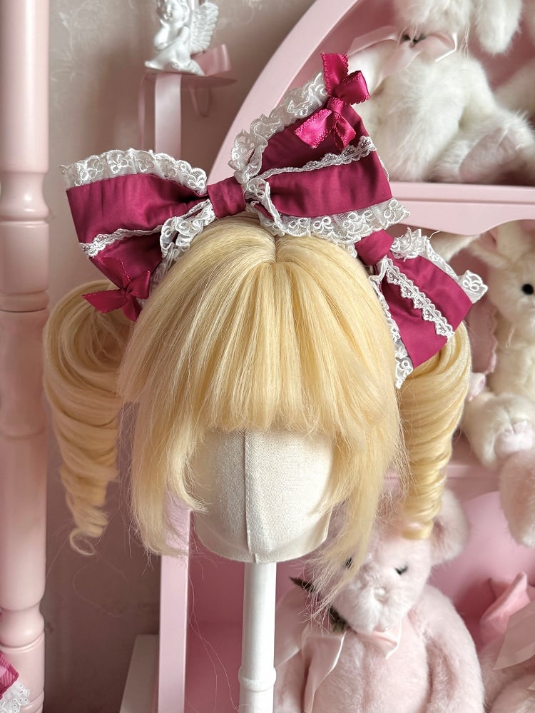 Pink Blue Lace Trimmed Bow Sweet Lolita KC - Strawberry Fantasy