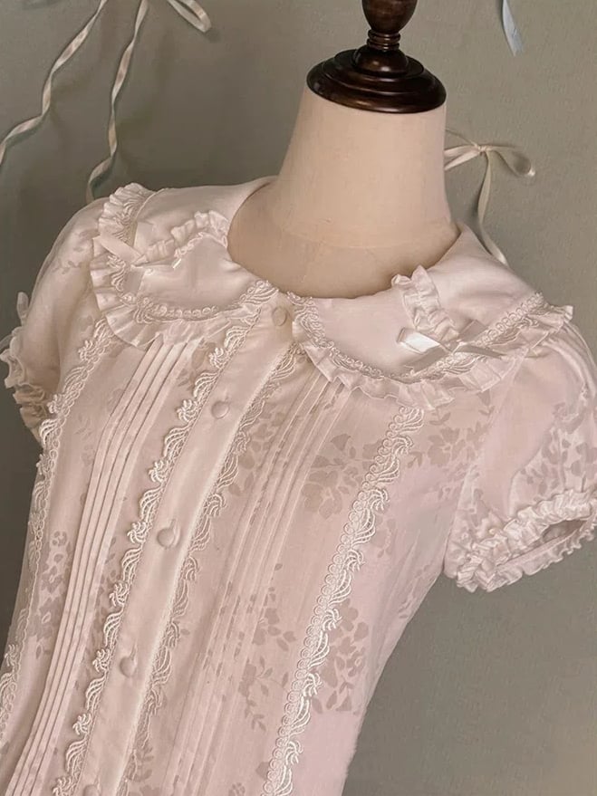 Pan White Collar Puff Sleeves Peter Blouse