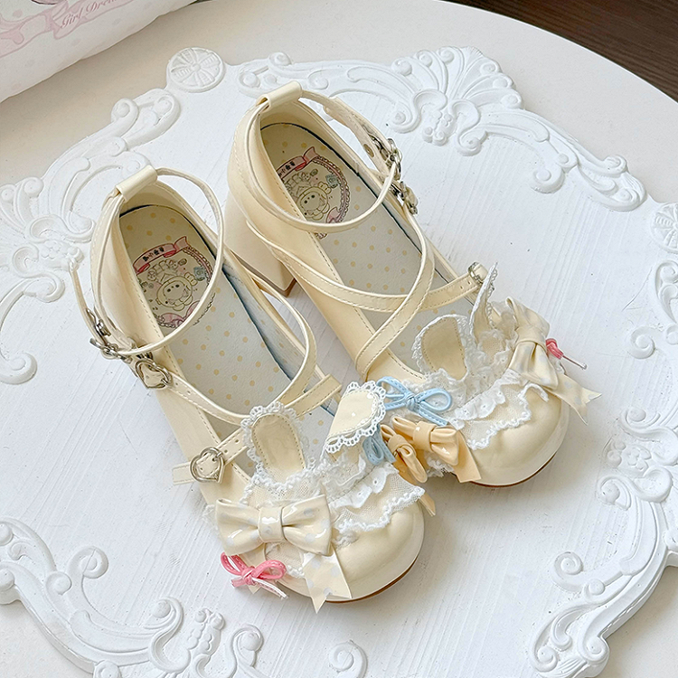 6.5 - Janes Bunny Mary Lolita cm Heel Cream Theme PU Sweet