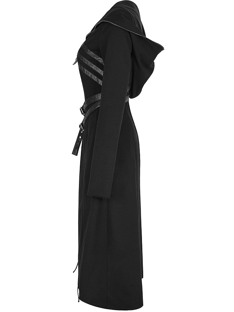 Asymmetric Sweater Black Coat Diagonal Punk Hem