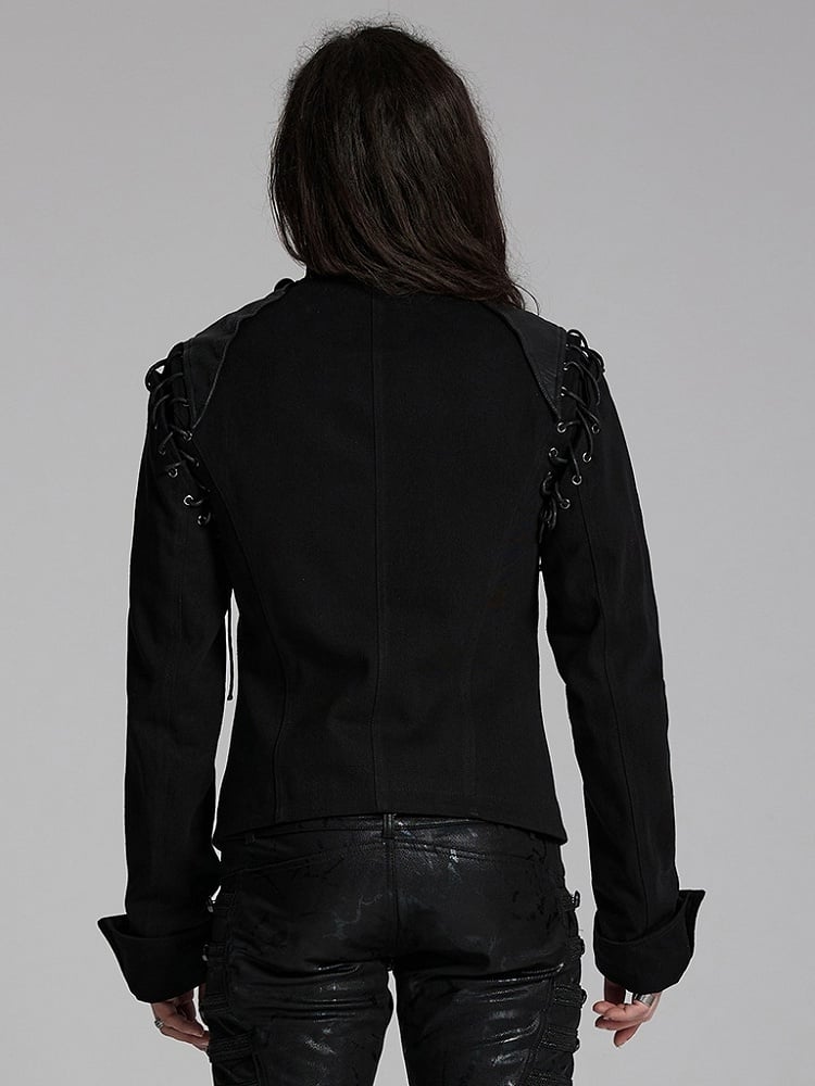 Black & Sliver Men's Punk Military Jacket