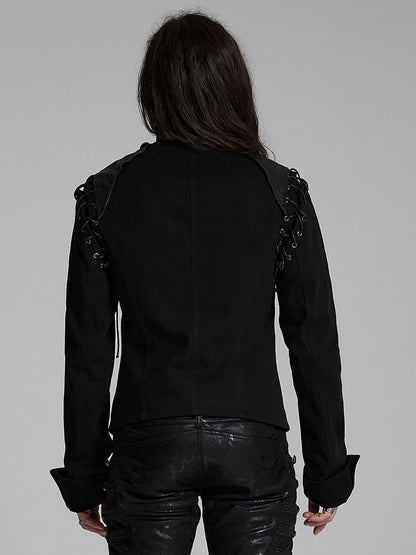 Black & Sliver Men's Punk Military Jacket